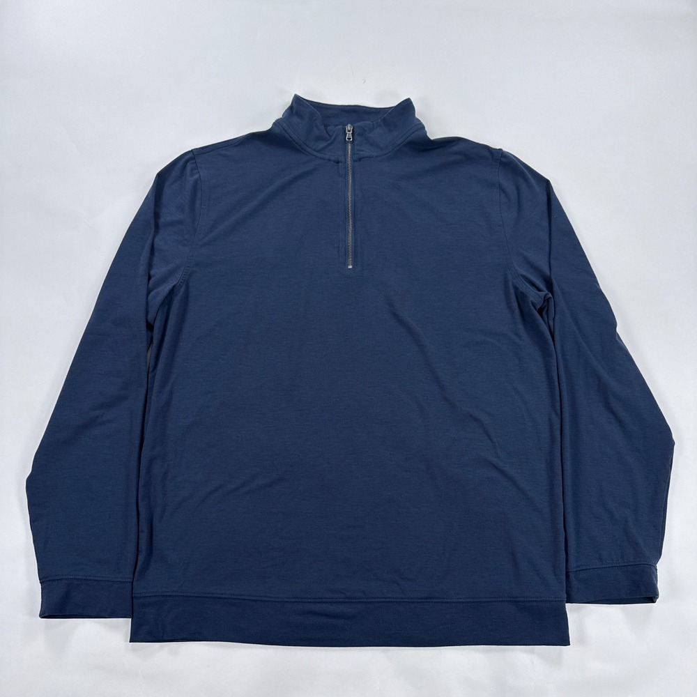 Fair Harbor Mens Quarter Zip Pullover Size M Navy Blue Jersey Knit Sustainable